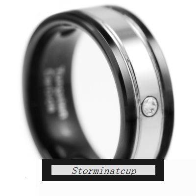 0.30CTW STUNNING TUNGSTEN CARBIDE 2TONE SATIN FINISH BLACK RING size 13