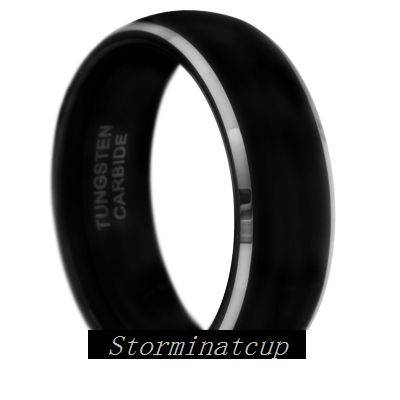 TUNGSTEN CARBIDE 2 TONE BRUSHED/BLACK WEDDING RING   SIZE 12.5