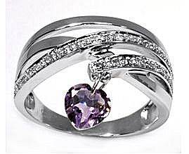 HEART AMETHYST SET IN STUNNING SOLID STERLING SILVER RING size 7