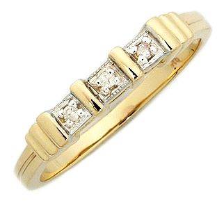 NATURAL DIAMOND TRILOGY RING SET IN 9K SOLID GOLD!!! CERTIFICATE INCLUDED!!!