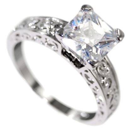 **INTERNATIONAL SHIPPING!**2.05CTS VICTORIAN PRINCESS CUT ENGAGEMENT RING CLAD IN 18K GOLD SIZE 6