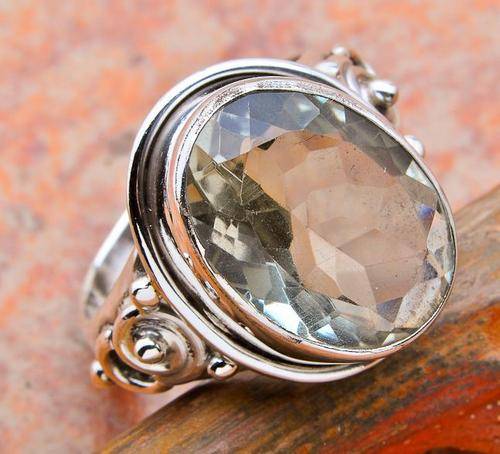 **DIRECT IMPORT!**STUNNING GREEN AMETHYST IN ELEGANTLY STYLED .925 STERLING SILVER SIZE 8