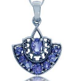 SO ART NOUVEAU... 1.58CT GENUINE TANZANITES SET IN .925 STERLING FILIGREE PENDANT