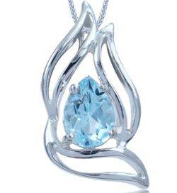 **FREE SHIPPING!!**SO ART NOUVEAU... GENUINE BLUE TOPAZ SET IN .925 STERLING SILVER PENDANT