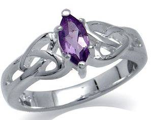 **INTERNATIONAL SHIPPING!** 0.5 CT AMETHYST IN CELTIC ELEGANTLY STYLED .925 STERLING SILVER SIZE 8
