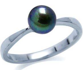 ** THE BLACK PEARL.... IN .925 SOLID STERLING SILVER RING SZ8
