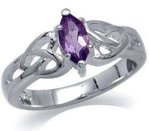 **INTERNATIONAL SHIPPING!!**Amethyst 925 Sterling Silver Celtic Heart Ring 6.75