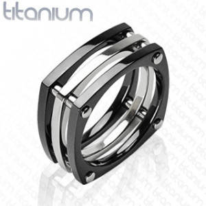 INTERNATIONAL SHIPPING!!Solid Titanium Black Ring Squared Bolt Size 11