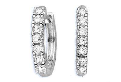 **FREE SHIPPING**1/4 CT WHITE GOLD DIAMOND HOOP HUGGIES EARRINGS NEW