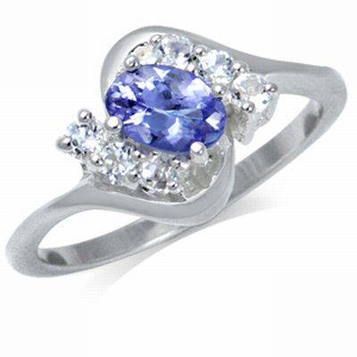 **INTERNATIONAL SHIPPING**Fabulous! Incredible! Tanzanite & White Topaz Sterling Silver Ring Size6