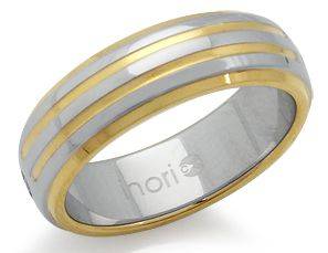 **6MM CZ Gold Tone Stainless Steel Eternity Band Ring by Inori