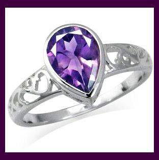 **R290 Fully insured intl shipping** Natural Amethyst 925 Sterling Silver Filigree Solitaire Ring
