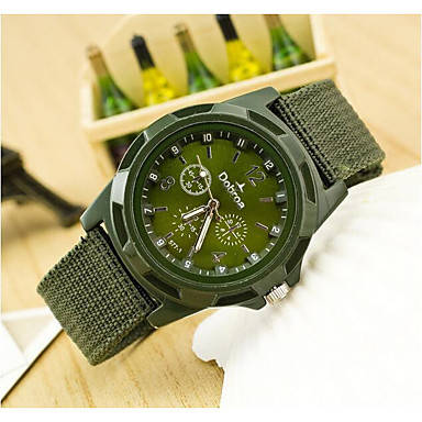 Mens Military Style Fabric Band Quartz Watch - GREEN
