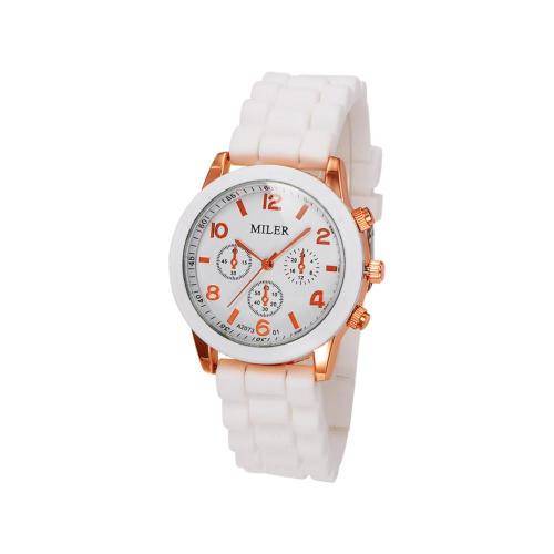 High Quality 304 Stainless Steel Silicon Quartz Wristwatch - WHITE