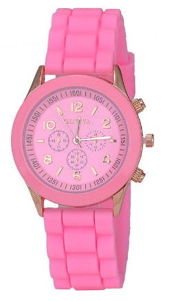Ladies Quartz Silicone Sports Wrist Watch - PINK