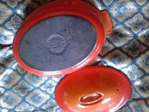 Le Creuset Casserole Dishes 22  (3.3 litres) bid for the pair