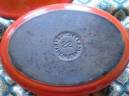 Le Creuset Casserole Dishes 22  (3.3 litres) bid for the pair