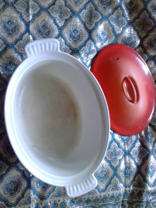 Le Creuset Casserole Dishes 22  (3.3 litres) bid for the pair