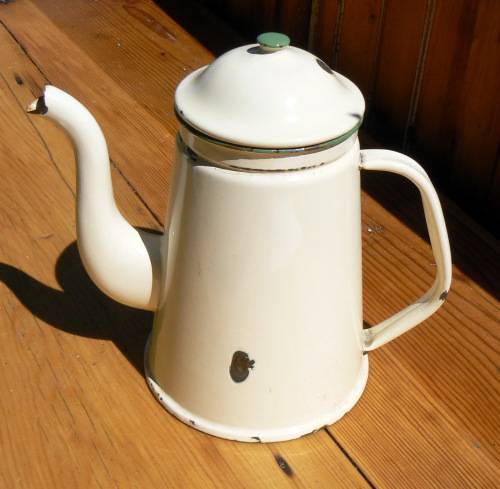 Cream Enamel Coffee Pot