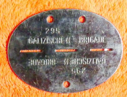 Identification Tag - Galizische SS Brigade No 295 -- Metal Tag