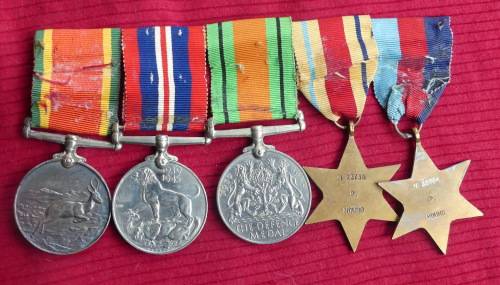 Set of 5 WWII Medals - P NDUMO 22735 - Private in The African Auxiliary Pioneer Corps