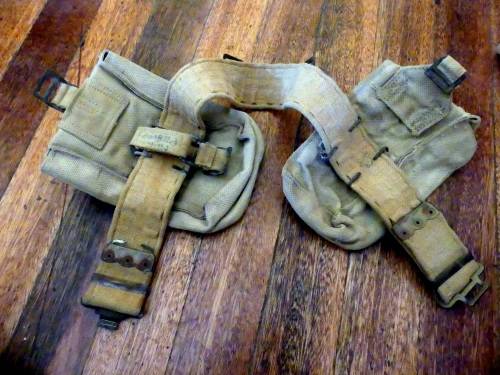 RARE DI FRAM and Co Union of South Africa Pattern 1937 Webbing, Belt and 2 Ammo Pouches