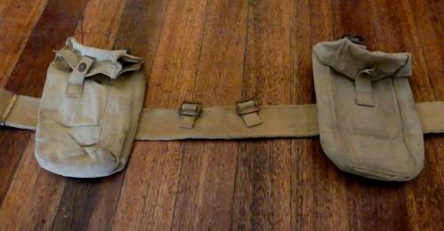 RARE DI FRAM and Co Union of South Africa Pattern 1937 Webbing, Belt and 2 Ammo Pouches