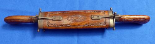 Vintage Indian made Carved Wood and Brass Carving Set in Holder