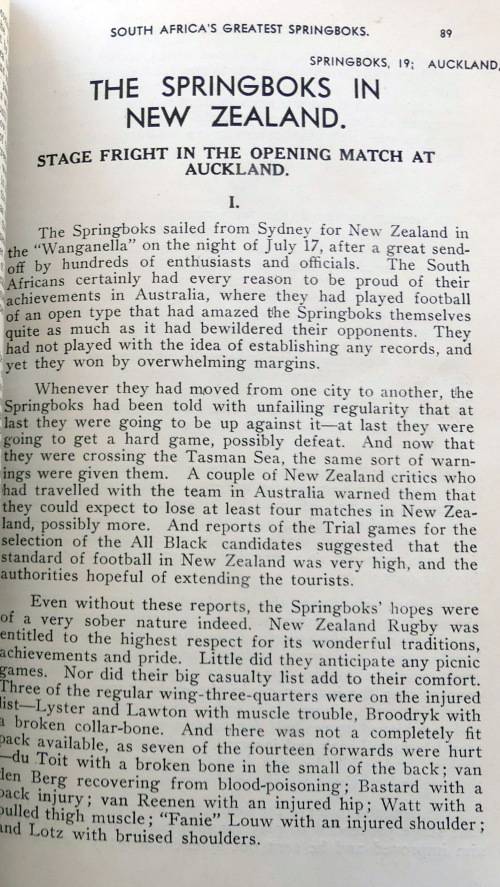 South Africa`s Greatest Springboks by John E Sacks. Story of the 1937 Tour *RARE BOOK*