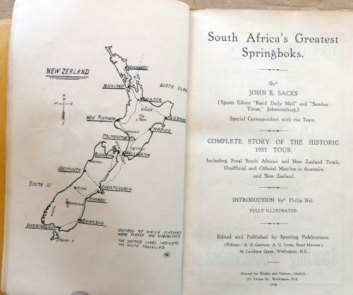 South Africa`s Greatest Springboks by John E Sacks. Story of the 1937 Tour *RARE BOOK*