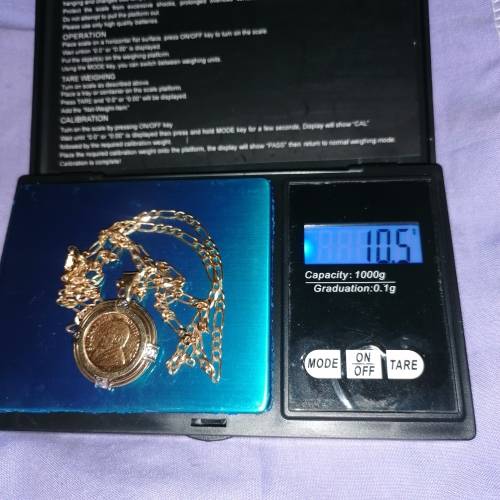 1/10 Kruger Rand with setting and chain