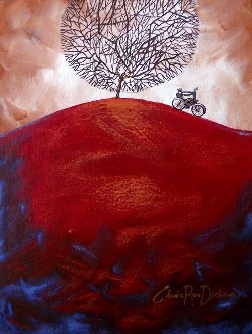 RED AUTUMNN TREE SILHOUETTE LANDSCAPE PAITNING BY CHERIE ROE DIRKSEN