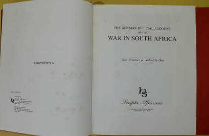 The German Official Account of the War in South Africa - Limited Edition, with 17 Maps