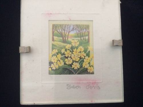 Set of 4 Miniature Sharon Jervis Watercolour Painting print plus Erna crown?