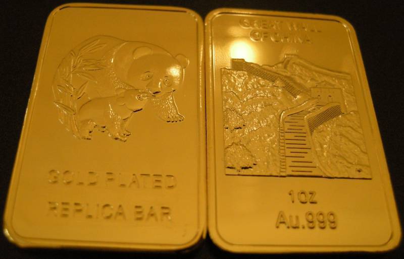 $$$ 24K GOLD Bullion Bar - Chinese Panda & Great Wall of China - 1 Troy Ounce - 100MILS $$$