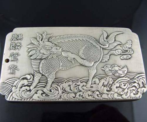 $$$ Old SOLID SILVER Art BAR - "ba xian tu" - 4,60 TROY OUNCES (143,1Grams) !!! $$$