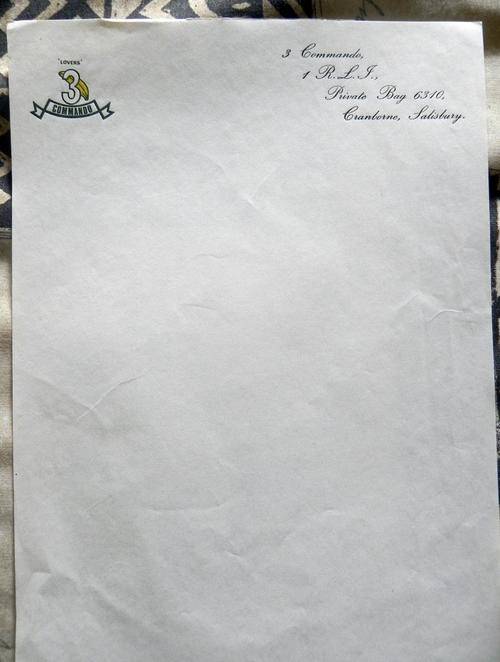 Rhodesian Light Infantry. 3 Commando Letter head.