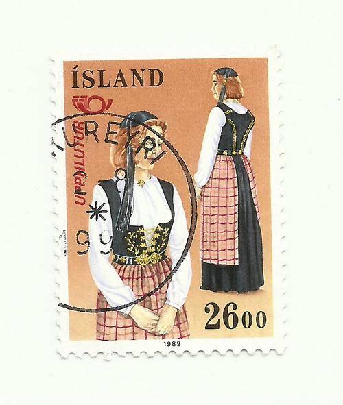 ICELAND, Costume, Upphlutur, orange 1989, 26.00