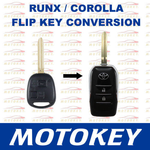 Toyota RunX / Corolla 2 Button Chrome Flip key Casing - Stylishe NEW GD6 Style