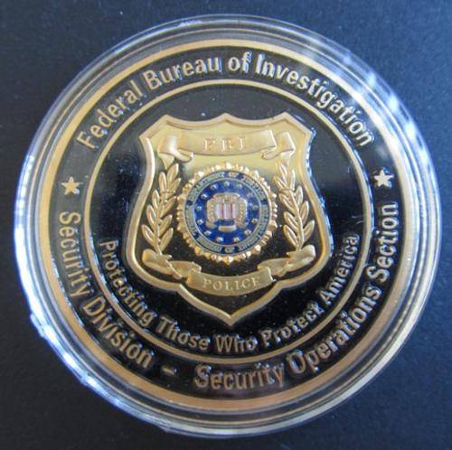 PROOF COLOUR FBI TOKEN! Gold Plated. In capsule