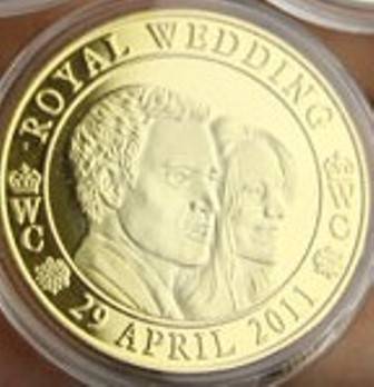 PROOF GOLD PLATED Prince William & Kate ROYAL WEDDING MEDALLION!
