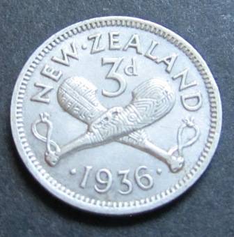 SILVER 3 PENCE 1936 ~ NEW ZEALAND