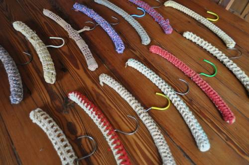 Vintage Crocheted Wooden Hangers (13 in total)