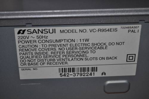 Sansui Hi-Fi Stereo VHS Video Cassette Recorder (no remote)