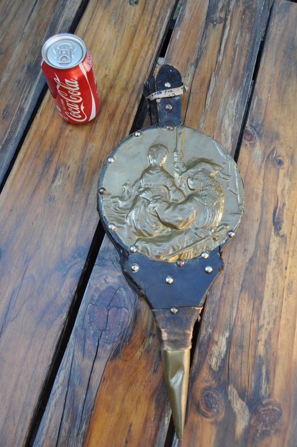 Vintage Fireplace Bellows Brass Wood