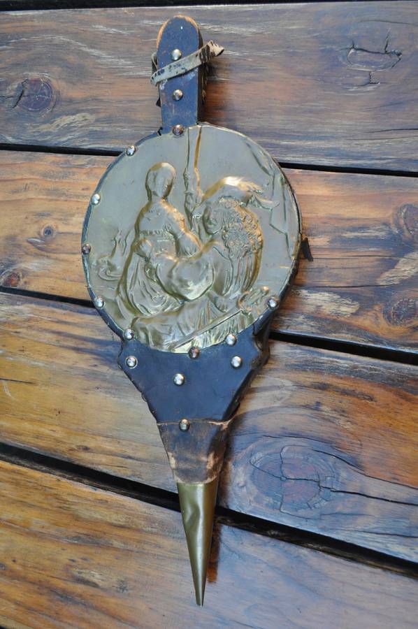 Vintage Fireplace Bellows Brass Wood