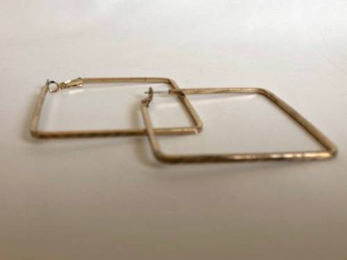 Gold Plated Large Square Retro Earrings