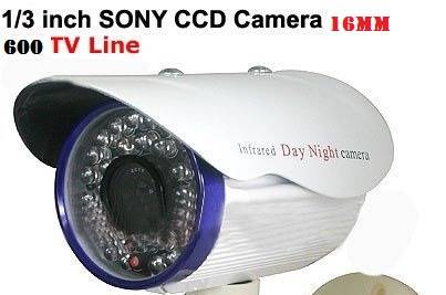 NEW 16mm 600TVL IR LED Waterproof 1/3 inch Sony CCD CCTV Security Camera with FREE Bracket
