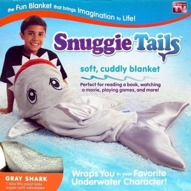 New Snuggie Tails SHARK Blanket One Size Fits Most - Super Soft Velveteen