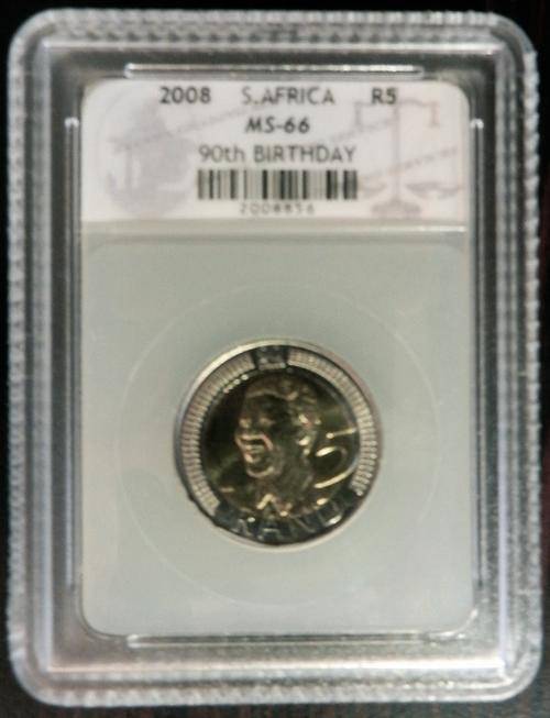 2008 NELSON MANDELA 90th BIRTHDAY R5 - GRADED MS66